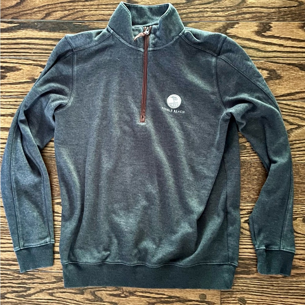 Pebble Beach Gray 1/4 Zip Up Sweater
